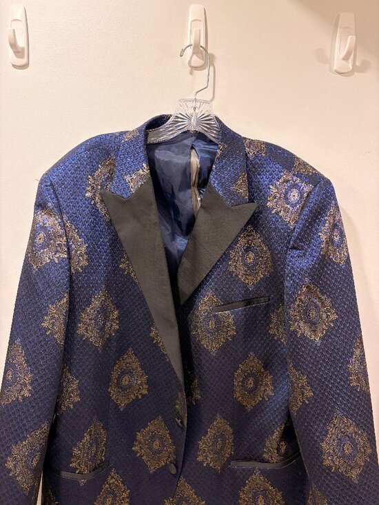 Platini Jackets & Blazers - Blue/Gold Fashion Blazer Jacket - XL - Platini Genuine Made in Turkey